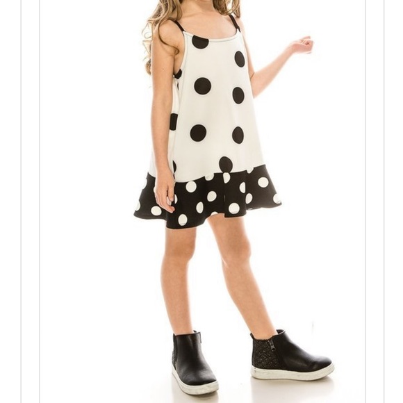 🌸NWOT🌸 White/Black Polkadot Cami Tunic Dress - Picture 4 of 4